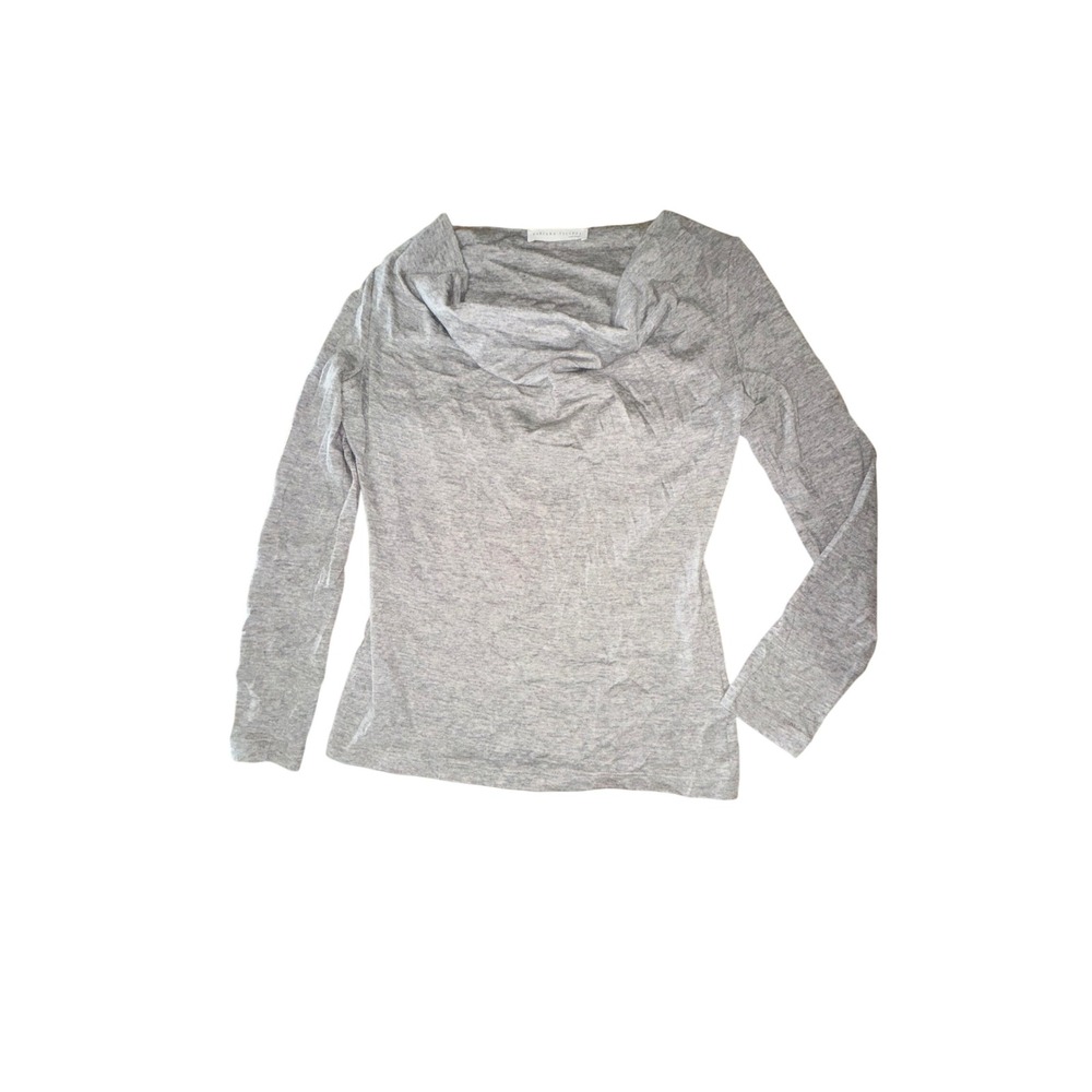Fabiana Filippi Gray Cowl Neck Long Sleeve Top Made in Italy Heathered Jersey
